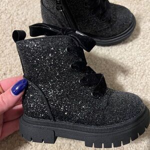 Cat & Jack Black Glitter Kids Boots